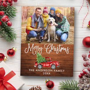 Carte Postale Fun Calliage Noël Bois Rouge Camion Photo