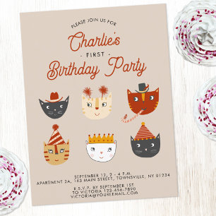 Carte Postale Fun Chat Personnalisé 1er Anniversaire Fête Invita