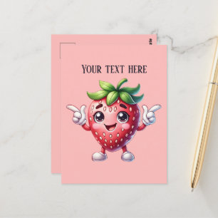 Carte Postale Fun fraise fruit ajouter message