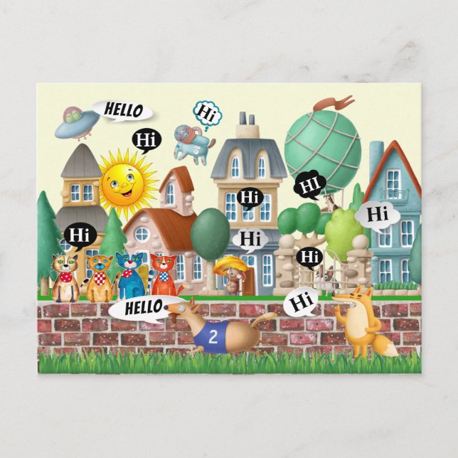 Carte postale Fun HELLO (Devant)