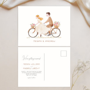 Carte Postale Fun mignon couple romantique main dessiné mariage