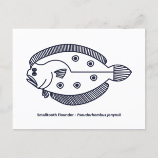 Carte Postale Fun poisson de fond en bleu profond et blanc