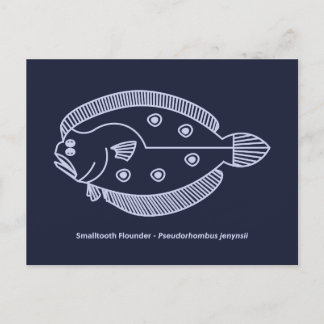 Carte Postale Fun Poisson Fun Flounder dans le violet clair sur