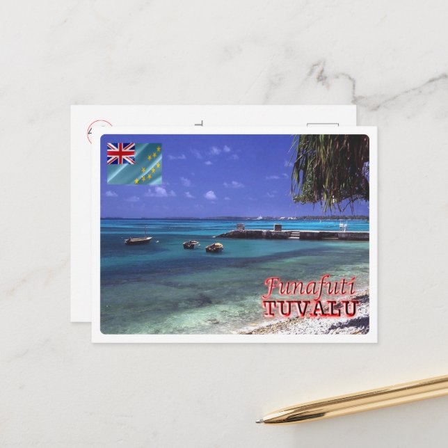 Carte Postale Funafuti - Tuvalu - Vue sur la mer - (Devant/Arrière en situation)