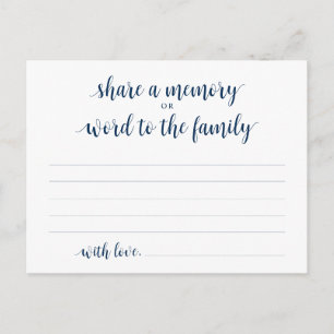 Carte Postale Funeral Service, Navy Blue, Share a memory Card