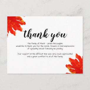 Carte Postale Funeral Sympathy Thank you Card