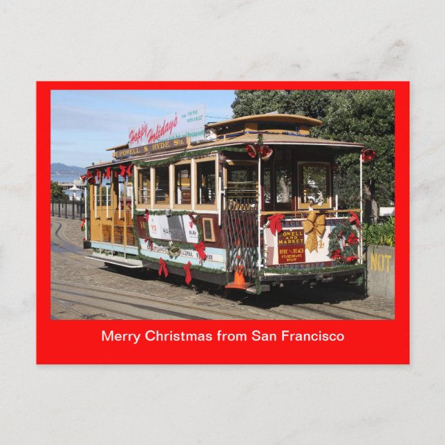 Carte postale, funiculaire de Noël, San Francisco (Devant)
