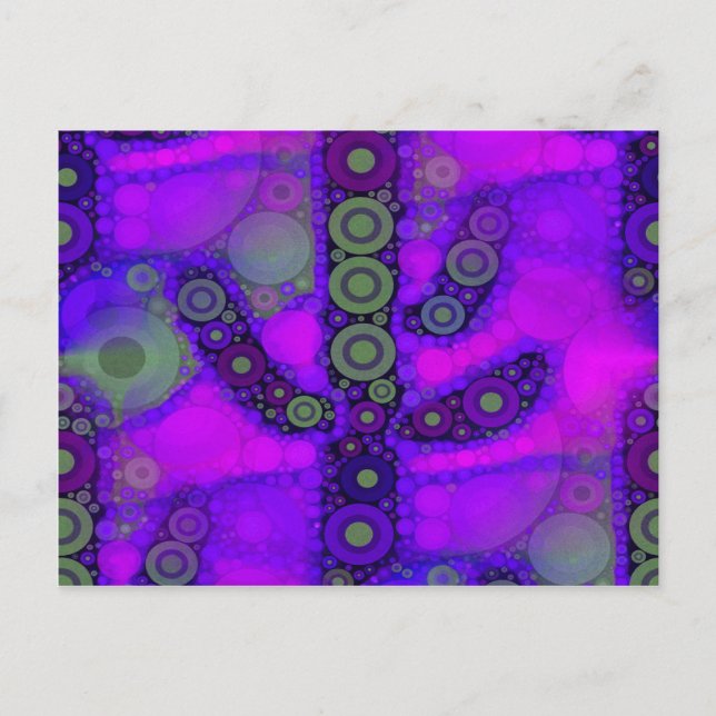 Carte Postale Funky Bleu Violet Saguaro Cactus Mosaic (Devant)