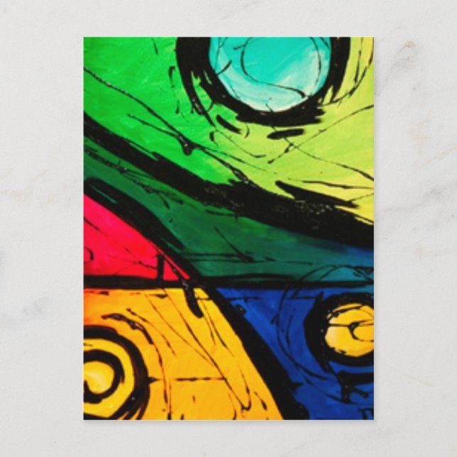 Carte Postale Funky Bright Colors Abstract Art (Devant)