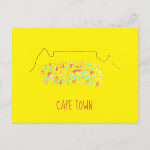 Carte Postale Funky Cape Town ZA Table Mountain Coloré