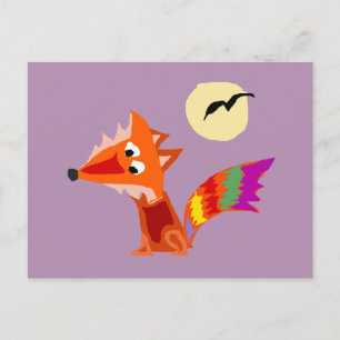 Carte Postale Funky coloré Red Fox Art Design