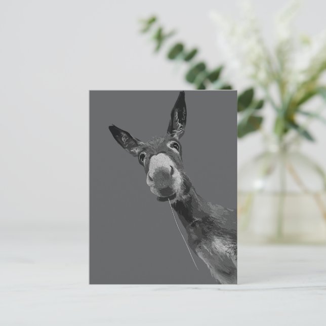 Carte Postale Funky Donkey Grayscale Art (Debout devant)