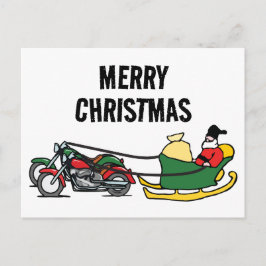 Carte Postale Funky Motorcycles Pulling Sleigh Noël