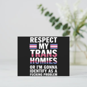 Carte Postale Funky Respect My Trans Homies Gay pride Mois LGBT