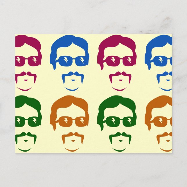 Carte Postale Funky Retro Mustache Man (Devant)