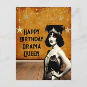 Carte Postale Funky Vintage Drama Queen Anniversaire