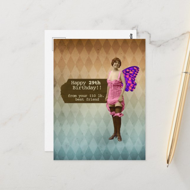 Carte Postale Funny 29 Encore meilleur ami Anniversaire (Devant/Arrière en situation)