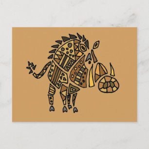 Carte Postale Funny Artistic Warthog Art Abstrait
