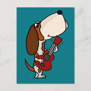Carte Postale Funny Basset Hound chien Jouer de la guitare