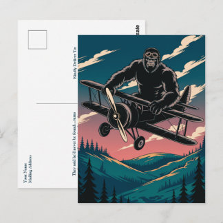Carte Postale Funny Birthday Bigfoot Vintage Airplane Clouds 