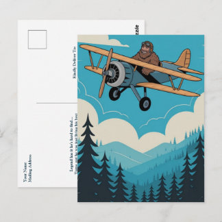 Carte Postale Funny Birthday Bigfoot Vintage Airplane Custom