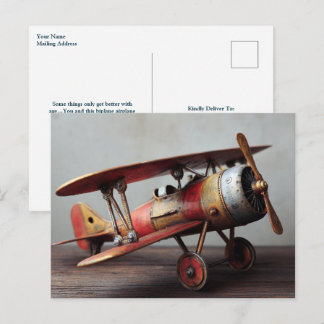 Carte Postale Funny Birthday Vintage Biplane Airplane Custom