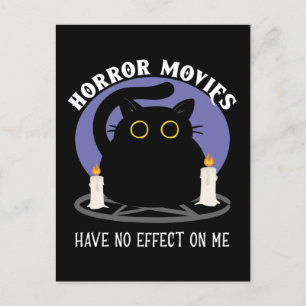 Carte Postale Funny Black Cat aime le film d'horreur