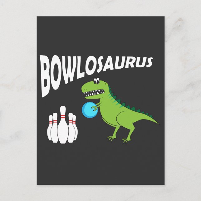 Carte Postale Funny Bowling Dino - Dinosaur Bowler Idée cadeau (Devant)