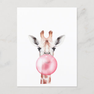 Carte Postale Funny Bubblegum Giraffe
