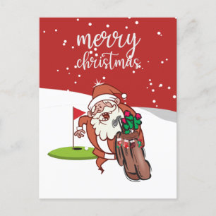 Carte Postale Funny cadeau de golf du Père Noël pour Joyeux Noël