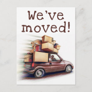 Carte Postale Funny Car Nouvelle adresse Nous avons déplacé Fair