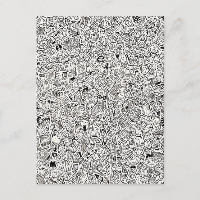 Carte Postale Funny Cartoon Faces Drawing Postcard (Devant)