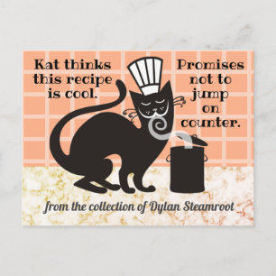 Carte Postale Funny chat plat principal cuisine livre de recette