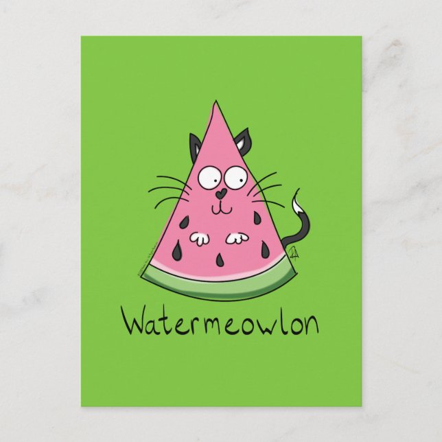Carte Postale Funny Chat Watermelon mignon Kids (Devant)