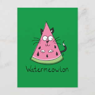 Carte Postale Funny Chat Watermelon mignon Kids