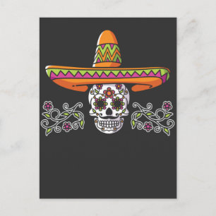 Carte Postale Funny Crâne mexicain Sombrero Cinco de Mayo