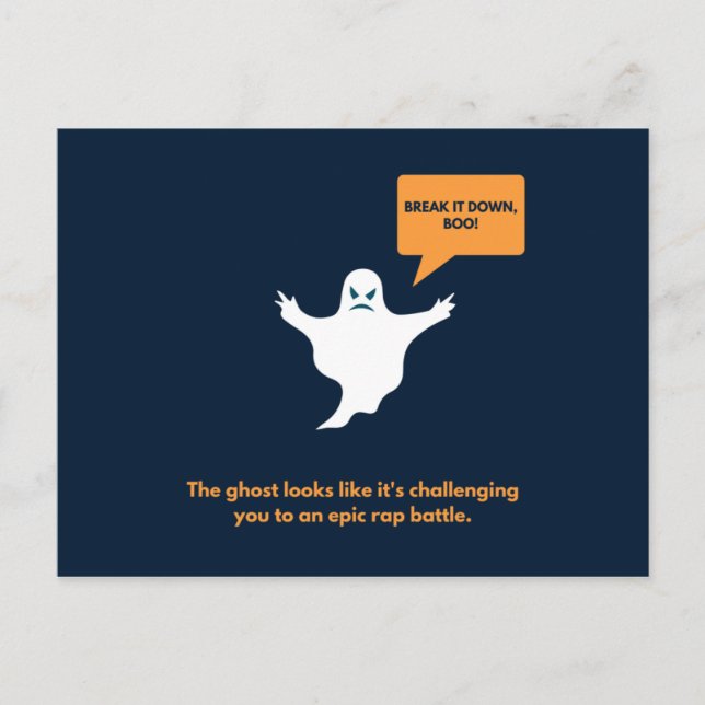 Carte Postale Funny Dark Blue et Orange Halloween (Devant)