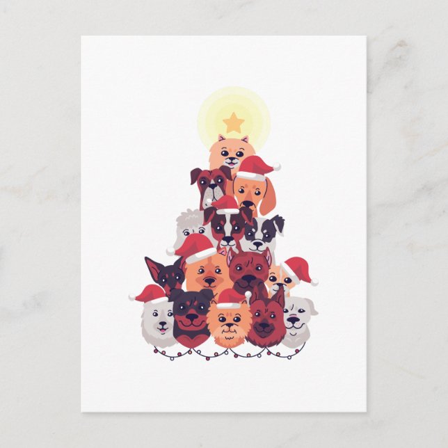 Carte Postale Funny DOG Christmas Tree - Secourt d'adoption Fost (Devant)