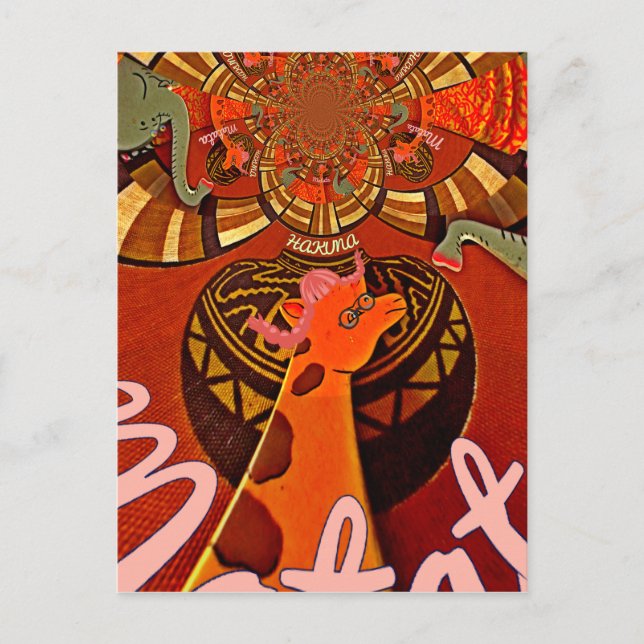 Carte Postale Funny Elegant Giraffe Accessoré Style Africain (Devant)