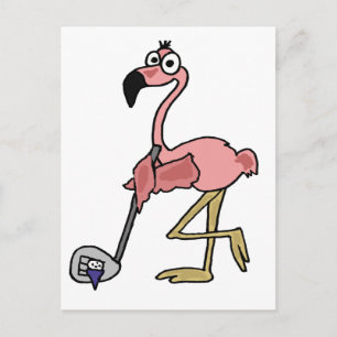 Carte Postale Funny Flamant rose rose Art de golf
