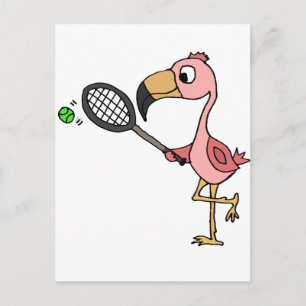 Carte Postale Funny Flamant rose Rose Jouer Au Tennis
