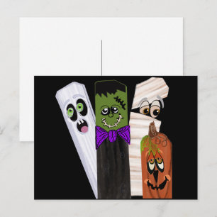 Carte Postale Funny Frankenstein Citrouille fantôme Homme invisi