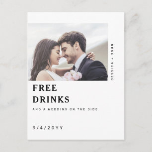 Carte Postale Funny Free Drinks Photo Wedding Enregistrer la dat