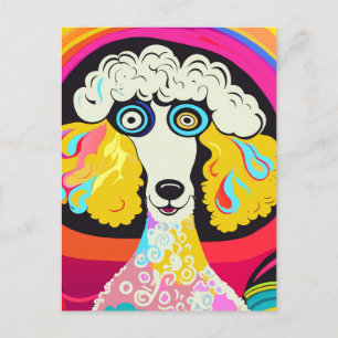 Carte Postale Funny Funky Poodle Portrait de chien