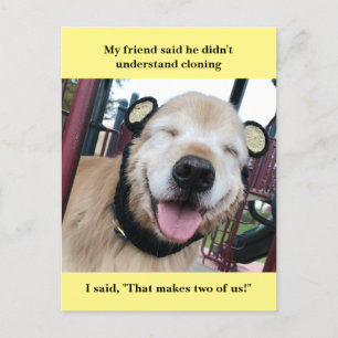 Carte Postale Funny Golden Retriever Clonage Mème de plaisanteri