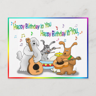 Carte Postale Funny Happy Birthday card avec des chiens jouant