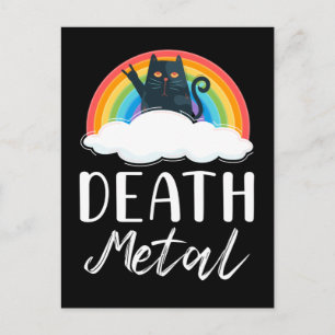 Carte Postale Funny Heavy Death Metal Chat Rainbow Rock Music