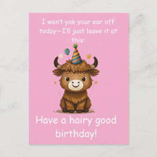 Carte Postale Funny Highland Yak: Hairy Good Birthday Puns