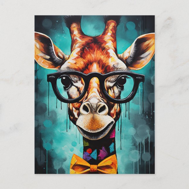 Carte Postale Funny Hipster Giraffe Zoo Animaux Faune Urbain (Devant)