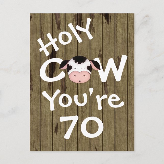 Carte Postale Funny Holy Cow Vous avez 70 ans Humoristique Anniv (Devant)
